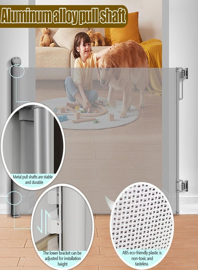 OCOELY Retractable Baby Gates for Stairs Doorways Hallways, Soft Mesh Safety Retractable Dog Gate for Pet, Indoor Or Outdoor Use, Easy Installation,33.6" Tall,Expands to 55" Wide,White - Image 4